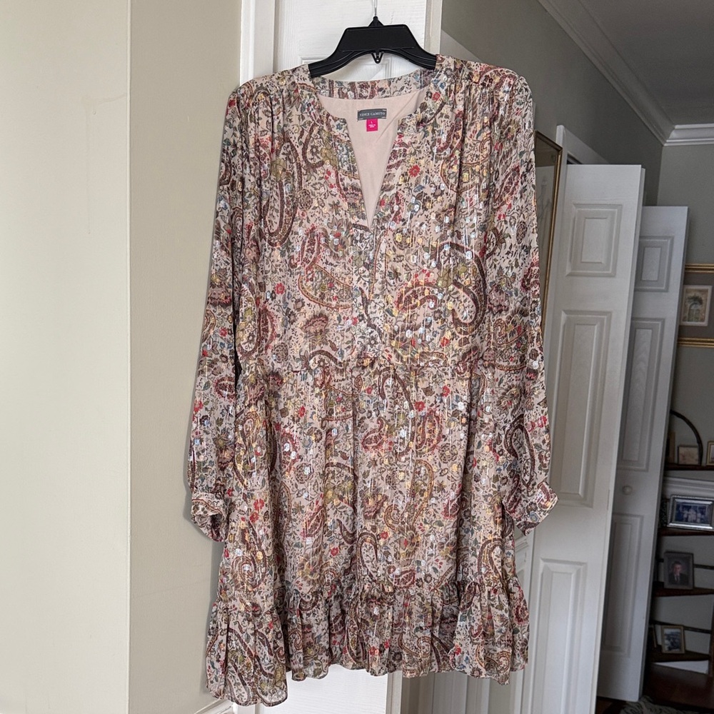 Vince Camuto Multicolor Paisley Long Sleeve Dress Sz. L
